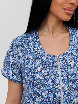 Женский халат Х-95(К) / Синий (мелкие цветы)