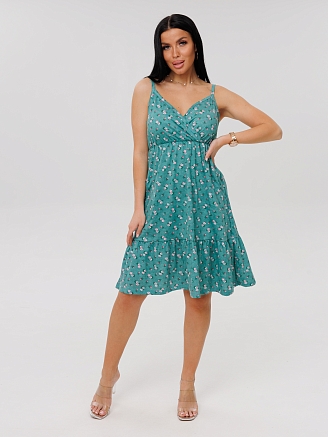 Женский сарафан С- 95(К) / Бирюзовый (цветы)