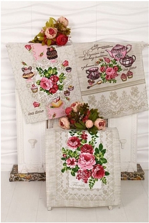 Набор полотенец вафельное полотно 3 шт. / Чаепитие