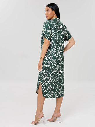 Женский халат Х-105(К) / Зеленый (узоры)