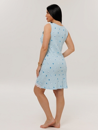 Женская сорочка Сор-110(Каш) / Светло-голубой (цветы)