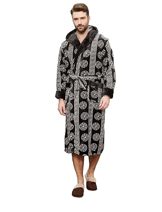 Мужской халат Велсофт набивной / Расцветки в ассортименте