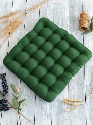 Подушка на стул с гречневой лузгой / Зеленый