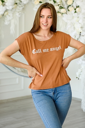Футболка женская Лирика Call me angel / бронзовый