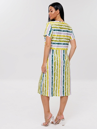 Женское платье Пл-73(К) / Желтый (полосы)