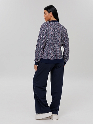 Женский костюм К-222(Фут) / Темно-синий (узор)