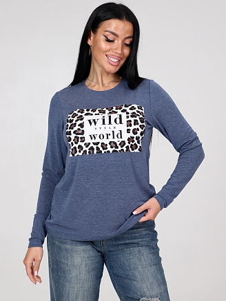 Женский лонгслив ЛК-2417 Джинс меланж