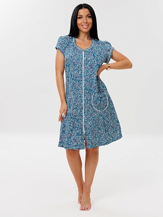 Женский халат Х-82(К) / Петроль (веточки)