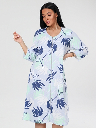 Женский халат Х-80(М) / Светло-серый (цветы)