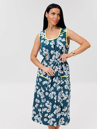 Женский халат Х-137(К) / Петроль (ромашки)