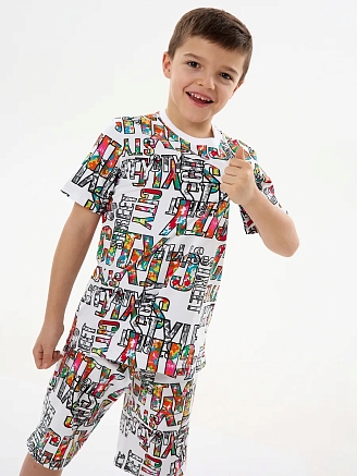Детская пижама с шортами "Сорванец" / Город на белом