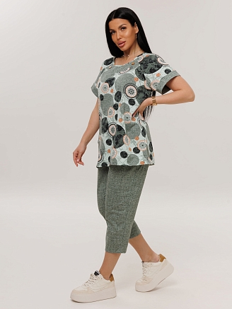 Женский костюм К-119(К) / Светлый хаки (круги)