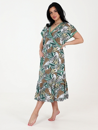 Женский халат Кимоно ХК-671 / Листва на оливке