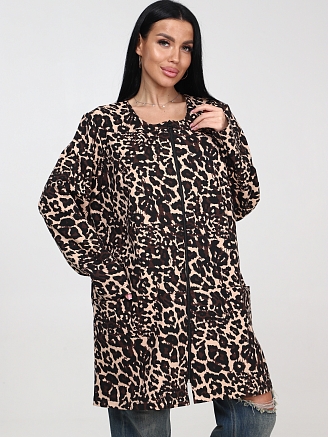 Женский кардиган МАКСИ КрФ-400 / Леопард черный