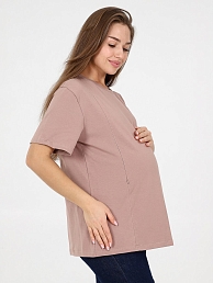 Женская футболка для беременных с 2-мя молниями 8.163 бежевая