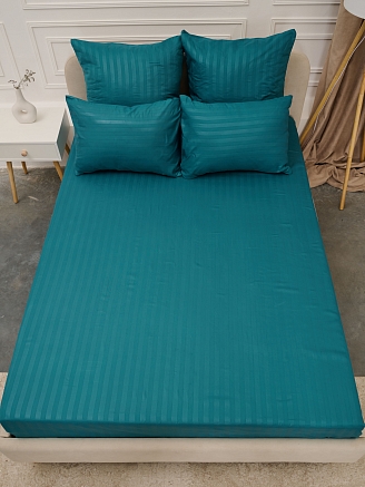 Простыня микрофибра-страйп / Морская волна