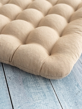 Подушка на стул с гречневой лузгой / Бежевый