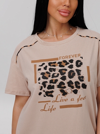 Женский костюм К-220(К) / Темно-бежевый (леопард)