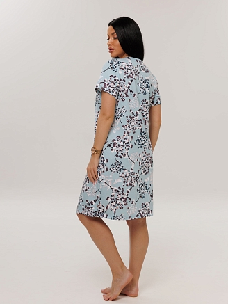 Женская сорочка Сор-103(К) / Серо-голубой (узоры)