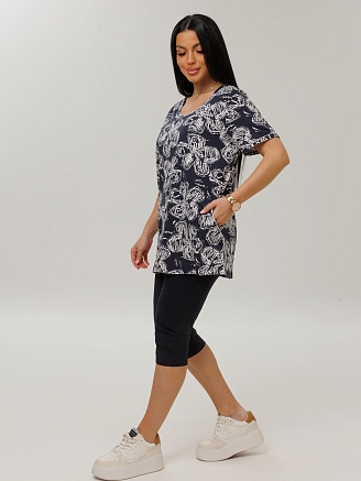 Женский костюм К-230(К+Л) / Графит (цветы)