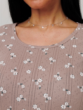 Женская сорочка Сор-109(Риб) / Какао (цветы)