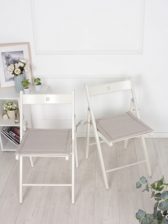 Комплект квадратных подушек на стул с завязками (2 шт.) / Бежевый