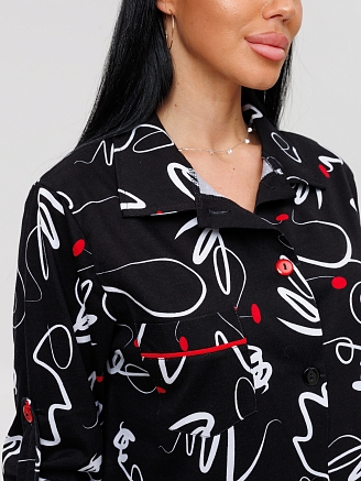 Женский халат Х-76(К) / Черный (узоры)