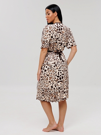 Женский халат Х-185(В) / Бежевый (леопард)