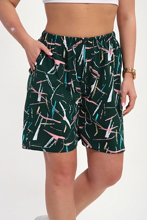 Шорты женские Цветник / Изумрудный макси