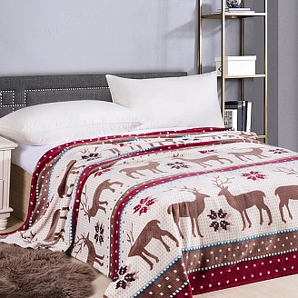 Плед Велсофт набивной / Северный олень