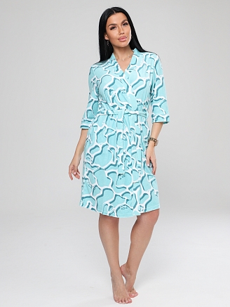 Женский халат Х-112(М) / Бирюзовый (узоры)