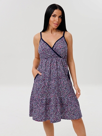 Женский сарафан С-95(К) / Темно-синий (веточки)