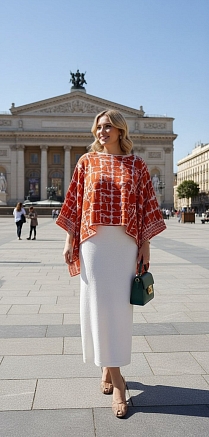 Женский джемпер-пончо 104-4 / терракот