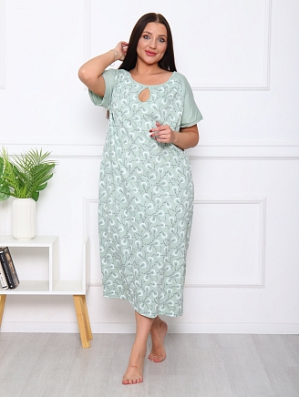 Женская ночная сорочка М-088 / верба зеленая