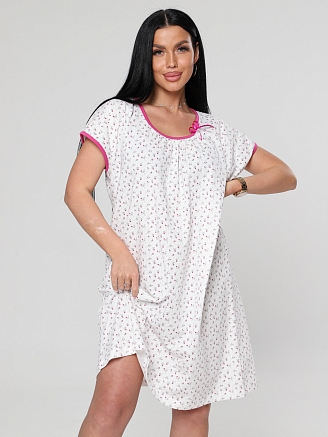 Женская ночная сорочка М-027 / бело-розовый