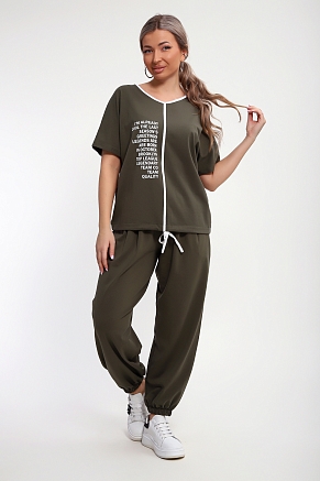 Женский костюм с брюками 85038 / хаки