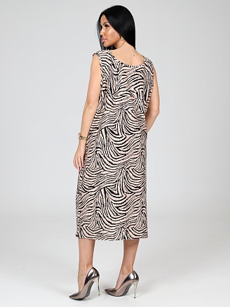 Женский сарафан МАКСИ СК-345 / Бежевая зебра