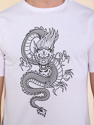 Мужская футболка Тату Дракона-1 2219 / Белый
