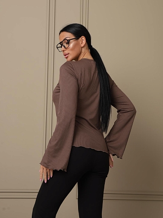 Женский лонгслив мод.2028/3 / Коричневый