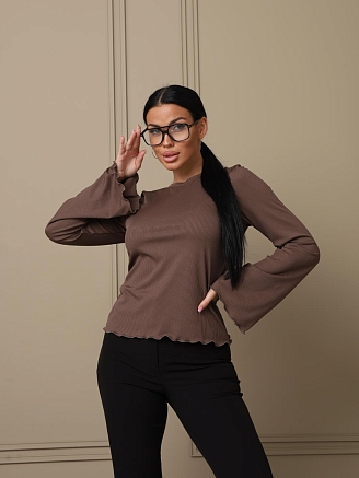 Женский лонгслив мод.2028/3 / Коричневый