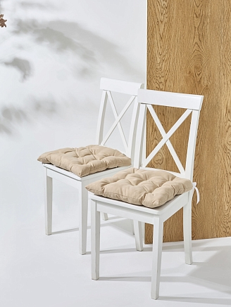 Комплект кухонных подушек на стул 2 шт. (габардин) / Бежевый