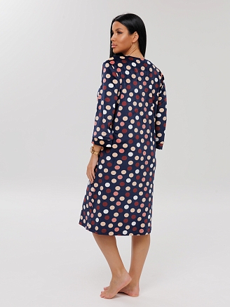 Женский халат Х-80(В) / Темно-синий (горох)