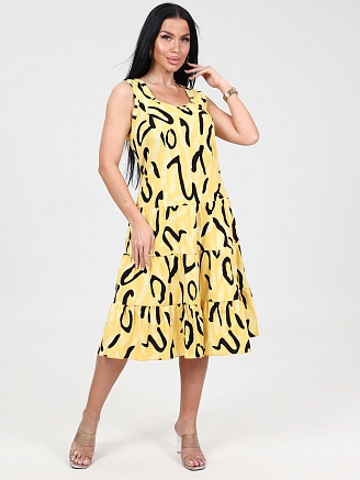 Женский сарафан 3 ЯРУСА СК-761 / Узоры на желтом