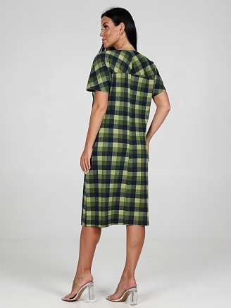Женское платье Клетка ПлК-06 / Болотный