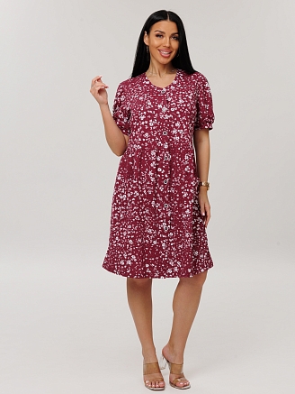 Женский халат Х-153(К) / Бордовый (цветы)