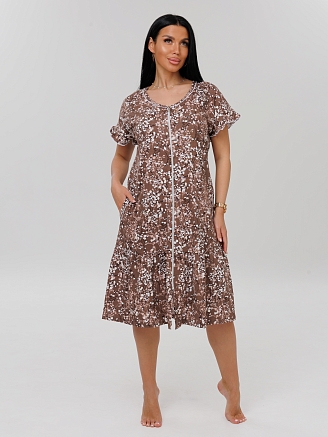 Женский халат Х-98(К) / Коричневый (мелкие цветы)