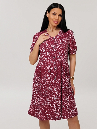 Женский халат Х-153(К) / Бордовый (цветы)