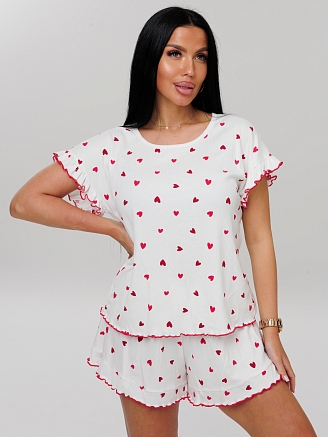 Женская пижама П-110(Л) / Белый (сердечки)