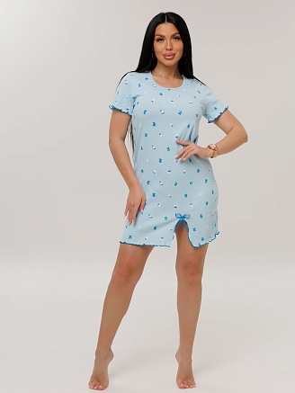 Женская сорочка Сор-106(Каш) / Светло-голубой (мелкие цветы)