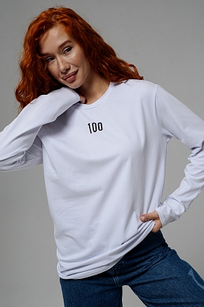 Женский лонгслив 8513 / белый+Доллар